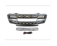 Grille Front Bumper Upper Grill Black w/Lights for Nissan Frontier 2009-2016