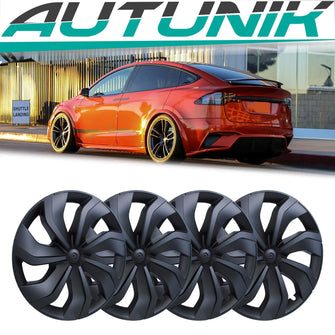 4PCS Matte black 19'' Hubcaps Caps Rim Wheel Cover For Tesla Model Y 2020-2023