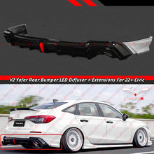 Pearl White LED Rear Bumper Diffuser & Corner Spats Splitter For 2022-2024 Honda Civic Sedan