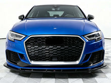 For 2017-2020 Audi A3 S3 8V Front Honeycomb Mesh Grille W/ACC Hole (Black Honeycomb + Silver Frame)
