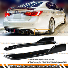 Glossy Black Rear Bumper Side Corner Spat Apron Extension For 2018-2024 Infiniti Q50