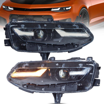 Pair LED Projector Headlights For 2019–2024 Chevy Camaro Coupe Convertible Left+Right