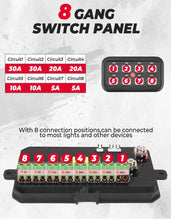 8 Gang Switch Panel LED Light Bar Electronic Relay System for UTV Boat