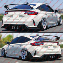 For 2023-2025 Honda Civic Type-R FL5 CTM Gloss Black Shark Fin Rear Bumper Diffuser
