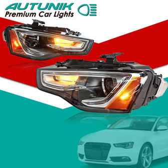 Left & Right HID Xenon Headlight Lamps For Audi A5 S5 2013–2016 w/o AFS