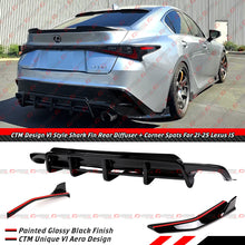 For 2021-2025 Lexus IS300 IS350 CTM V1 Gloss Black Rear Diffuser + Corner Extensions