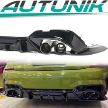 For 2019-2022 BMW G20 M340i Gloss Black Rear Diffuser w/ Carbon Fiber Quad Exhaust Tips