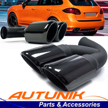 Gloss Black Exhaust Tips Pipes For Porsche 958.1 Cayenne 92A V8 2011-2014 Short Tailpipe