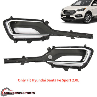 2pcs Front Fog Light Bezels For 2017-2018 Hyundai Santa Fe Sport (2.0L Only)