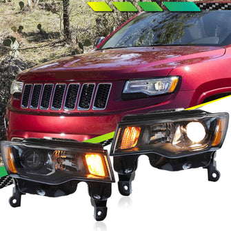 For Jeep Grand Cherokee 2017-2022 Black Projector switchback Halogen Headlights