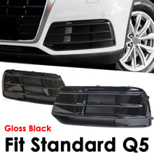 Fit For 2018 2019 2020 Audi Q5 Front Bumper Fog Light Grille Covers Gloss Black LH+RH