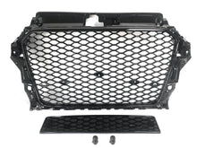 For 2014-2016 Audi A3 8V RS3 Style Front Grille (Gloss Black Frame + Honeycomb)