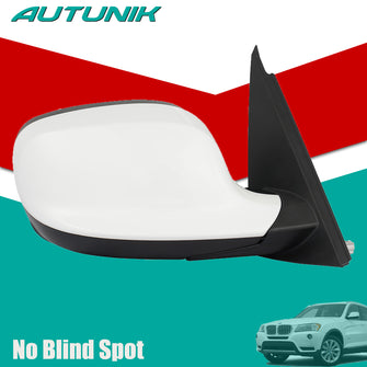 White Right Side Mirror w/o Blind Spot For 2011-2014 BMW X3 F25 Passenger Mirror Heated Side View