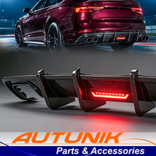 Carbon Fiber Look Rear Diffuser w/ LED Brake Light For Audi A5 S-Line S5 B9 2017-2019