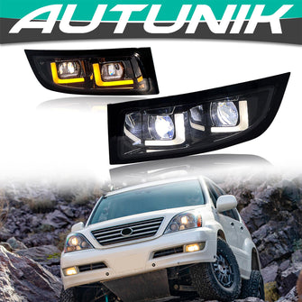 LED Daytime Running Lights Fog Lights Assembly For 2003-2009 Lexus GX470 Left+Right