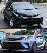 Gloss Black Chrome Delete Front Bumper Grille & Headlight Garnish Trims For 2021-2026 Toyota Sienna