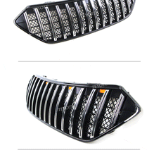 Black/Chrome Front Bumper Grille Radiator w/ LED Lights fit for 2016-2019 Hyundai Santa Fe