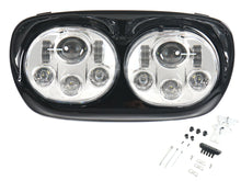 5.75" Dual LED Projector Headlight Black+Chrome Fit Harley Road Glide FLTR 1998-2013