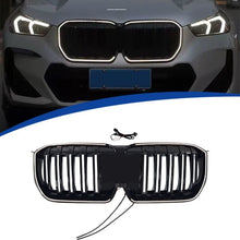 For 2023-2025 BMW X1 U11 iX1 U12 Gloss Black W/LED Single Slats Front Grille Kidney Bumper Grill