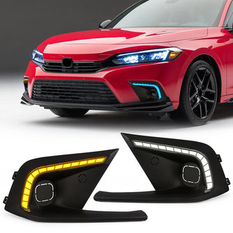 For 2022-2024 Honda Civic LED Daytime Running Fog Lights DRL with Turn Signal 3-Color