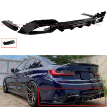 For 2019-2022 BMW G20 330I M340I Rear Bumper Diffuser w/ Corner Spats Gloss Black