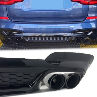 Gloss Black Rear Diffuser w/ Exhaust Tips for BMW X3 G01 2018-2021 M-Sport Only