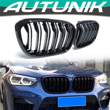 Gloss Black Front Kidney Grille Dual Slats for BMW X3 G01 X4 G02 2018-2021