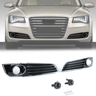 Fog Light Grill Cover Trim w/ ACC Caps for Audi A8 D4 2011-2014