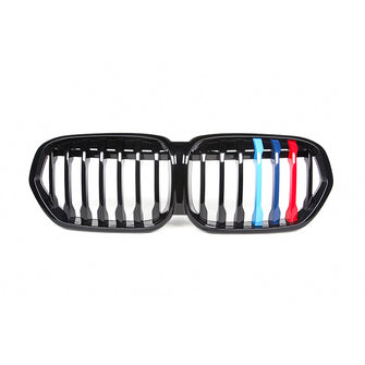 Gloss Black Tri-Color Front Kidney Grille Grill for BMW X1 F48 LCI 2020-2022