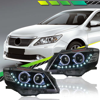 For Toyota Camry 2010-2011 LED DRL Headlights Assembly w/ Dynamic Turn Light