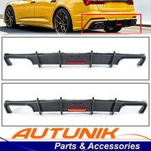 Carbon Fiber Look Rear Diffuser w/ LED Brake Light For Audi A6 C8 S-Line S6 2019-2026