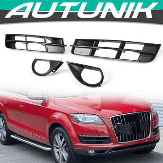 4pcs Set For 2010-2015 Audi Q7 Standard Front Bumper Fog Light Grille