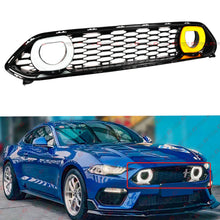 Front Upper Grille W/ White & Amber LED Halo Ring Duct Fits For 21-23 Ford Mustang Mach 1