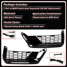 For 2024-2026 Mustang Dark Horse Coupe Gloss Black Front Bumper Sequential LED DRL Fog Light Cover
