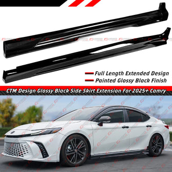 For 2025+ Toyota Camry LE SE XSE XLE CTM Design Gloss Black Side Skirt Extension