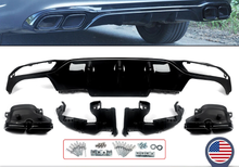 Gloss Black Rear Diffuser & Exhaust Tips For Mercedes E Class W213 Standard Bumper 2017-2020