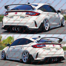 For 2023-2025 Honda Civic Type-R FL5 CTM Gloss Black Shark Fin Rear Bumper Diffuser