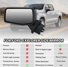 Left+Right Side Mirror Black For GMC Sierra 1500 Silverado 2019-2024 BSM Heated Blind Spot