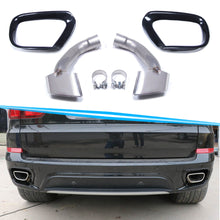 Chrome Exhaust Pipe Muffler Tips + Black Covers For BMW X5 E70 3.0si 30i 35d 2007-2010 et48