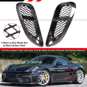 Real Carbon Fiber Side Vent Covers For 2020–2025 Porsche 718 Cayman Boxster GTS 4.0