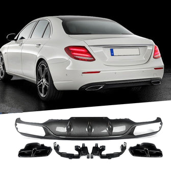 Carbon Look Diffuser & Exhaust - For Mercedes W213 Non-AMG - Autunik.com