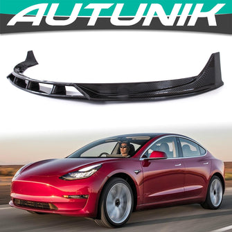 4pcs Carbon Fiber Look Front Bumper Lip Spoiler for Tesla Model 3
