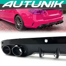 C43 Style Gloss Black Rear Diffuser + Exhaust Tips For Mercedes W205 C200 C300 C350 Non-AMG Sedan 2015-2021