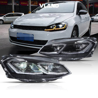 VLAND LED Projector Headlights For 2014-2017 VW Volkswagen Golf 7 W/Sequential