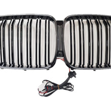 For 2019-2023 BMW X5 G05 Gloss Black Front Grille w/ LED Lights Dual Slat Kidney Grille