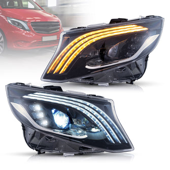 LED Headlights For 2016-2023 Mercedes Benz Metris Vito W447 with Startup Animation