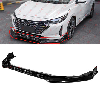 3pcs Glossy Black Front Bumper Lip Splitter Kit For 2024+ Nissan Sentra Sedan