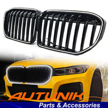 For 2020-2022 BMW 7-Series G11 G12 LCI Gloss Black LED Front Kidney Grille Grill Light