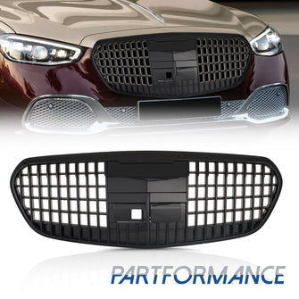 Black Front Bumper Grill For Mercedes W223 S680 S550 S580 Sedan 2021-2024 W/ACC