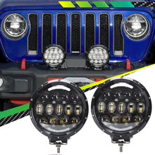 7 Inch LED Work Light Bar DRL Round Combo For Driving Offroad Truck